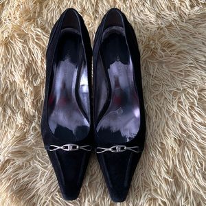 Etienne Aigner Black Leather Kitten Heels